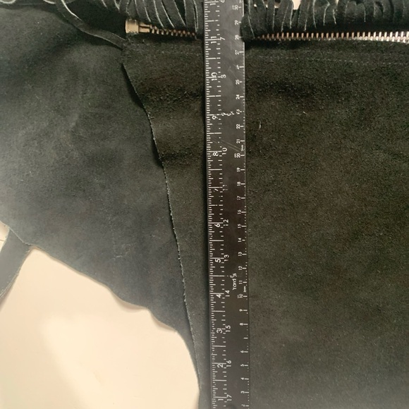 Equi-Grip HORSE Split Suede Leather Fringed PMS Show Chaps BLACK Size Adult L - Picture 13 of 15